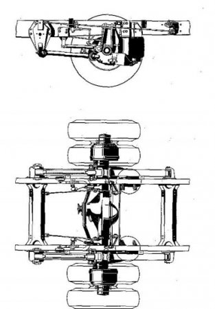 Подвеска грузовых автомобилей и автобусов на продольных и поперечных рычагах